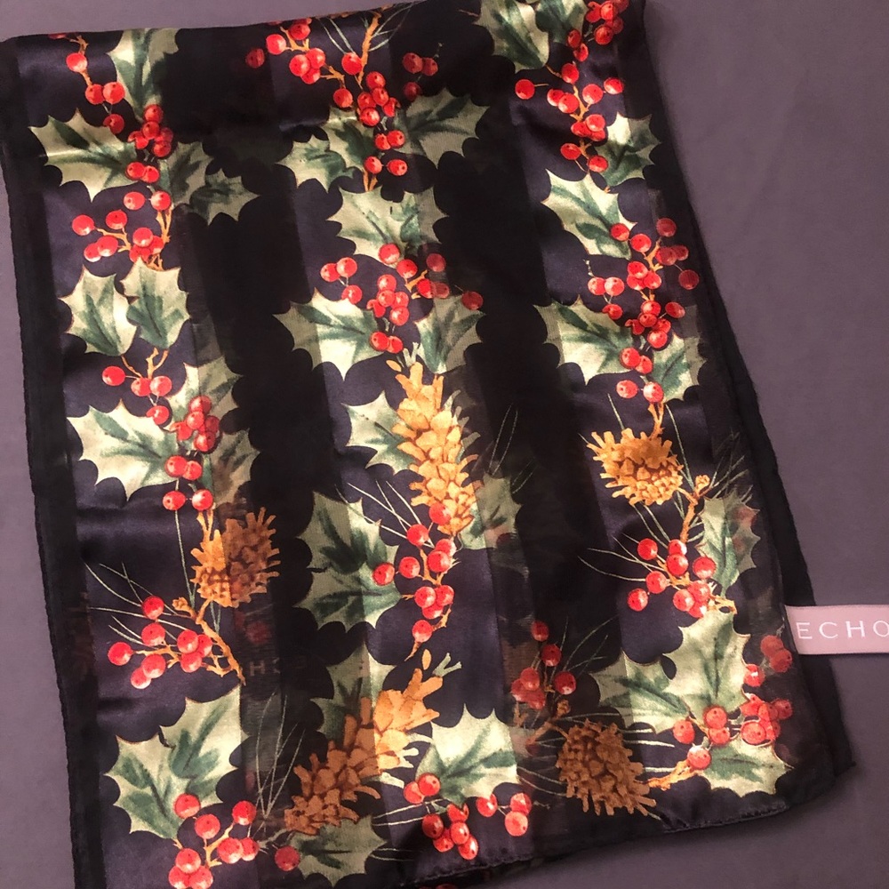 Womens Black Echo Scarf with Pine Cone Pattern